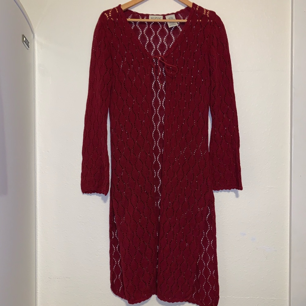 White Stag Maroon Knit Duster Cardigan - Picture 2 of 6